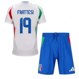 Kids Italië Davide Frattesi #19 Uitshirt EK 2024 Voetbalshirts Korte Mouw (+ Korte broeken)