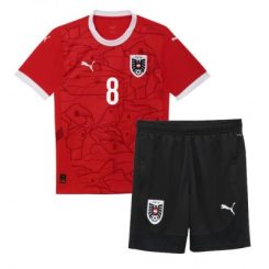 Kids Oostenrijk David Alaba #8 Thuisshirt EK 2024 Voetbalshirts Korte Mouw (+ Korte broeken)-1