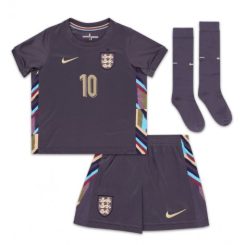 Kids Engeland Jude Bellingham #10 Uitshirt EK 2024 Voetbalshirts Korte Mouw (+ Korte broeken)-1