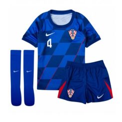 Kopen Kids Kroatië Josko Gvardiol #4 Uitshirt EK 2024 Korte Mouw (+ Korte broeken)-1