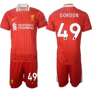 Liverpool Thuisshirt 2024-2025 Kaide Gordon #49 Korte Mouw (+ Korte broeken) voordelig online kopen