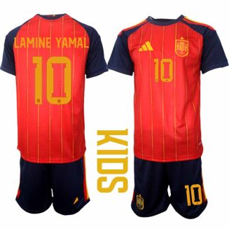 Spanje WK 2026 Thuistenue Kinderen – Lamine Yamal 10 – Voetbalshirt Korte Mouw + Shorts
