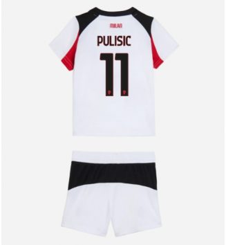 AC Milan Christian Pulisic #11 Uit tenue Kids 2025-26 Voetbalshirt Korte Mouw + Shorts