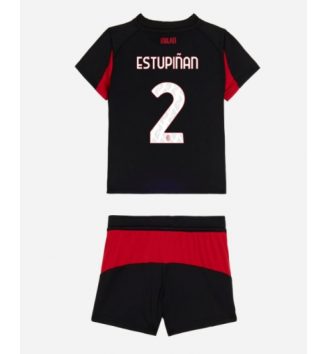 AC Milan Pervis Estupinan #2 Thuis tenue Kids 2025-26 Voetbalshirt Korte Mouw + Shorts