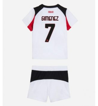 AC Milan Santiago Gimenez #7 Uit tenue Kids 2025-26 Voetbalshirt Korte Mouw + Shorts