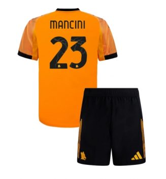 AS Roma Gianluca Mancini #23 Uit tenue Kids 2025-26 Voetbalshirt Korte Mouw + Shorts