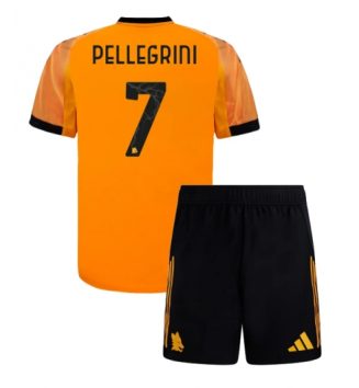 AS Roma Lorenzo Pellegrini #7 Uit tenue Kids 2025-26 Voetbalshirt Korte Mouw + Shorts