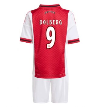 Ajax Kasper Dolberg #9 Thuis tenue Kids 2025-26 Voetbalshirt Korte Mouw + Shorts