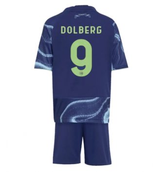 Ajax Kasper Dolberg #9 Uit tenue Kids 2025-26 Voetbalshirt Korte Mouw + Shorts