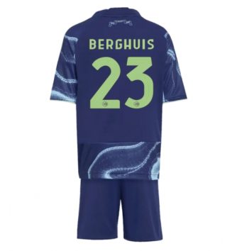 Ajax Steven Berghuis #23 Uit tenue Kids 2025-26 Voetbalshirt Korte Mouw + Shorts