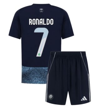 Al-Nassr Cristiano Ronaldo #7 Uit tenue Kids 2025-26 Voetbalshirt Korte Mouw + Shorts
