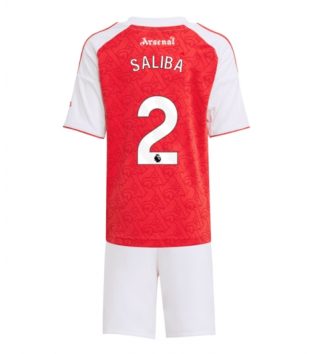 Arsenal William Saliba #2 Thuis tenue Kids 2025-26 Voetbalshirt Korte Mouw + Shorts