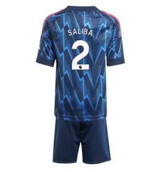 Arsenal William Saliba #2 Uit tenue Kids 2025-26 Voetbalshirt Korte Mouw + Shorts