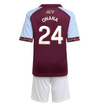 Aston Villa Amadou Onana #24 Thuis tenue Kids 2025-26 Voetbalshirt Korte Mouw + Shorts