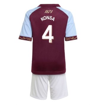 Aston Villa Ezri Konsa #4 Thuis tenue Kids 2025-26 Voetbalshirt Korte Mouw + Shorts Aston Villa Ezri Konsa #4 Thuis tenue Kids 2025-26 Voetbalshirt Korte Mouw + Shorts