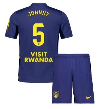 Atletico Madrid Johnny Cardoso #5 Uit tenue Kids 2025-26 Voetbalshirt Korte Mouw + Shorts