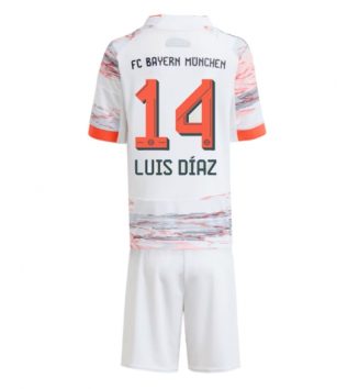 Bayern Munich Luis Diaz #14 Uit tenue Kids 2025-26 Voetbalshirt Korte Mouw + Shorts