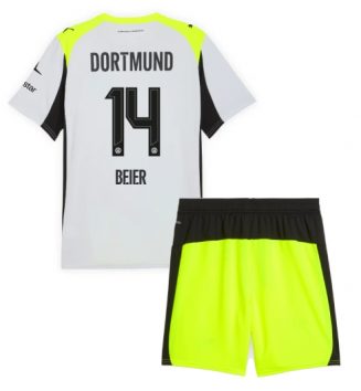 Borussia Dortmund Maximilian Beier #14 Uit tenue Kids 2025-26 Voetbalshirt Korte Mouw + Shorts