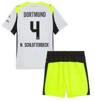 Borussia Dortmund Nico Schlotterbeck #4 Uit tenue Kids 2025-26 Voetbalshirt Korte Mouw + Shorts