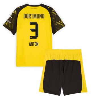Borussia Dortmund Waldemar Anton #3 Thuis tenue Kids 2025-26 Voetbalshirt Korte Mouw + Shorts
