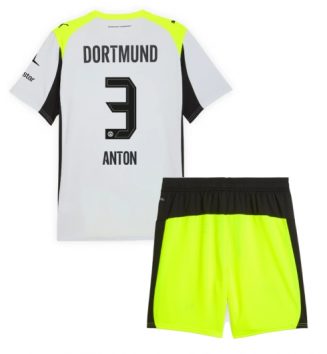 Borussia Dortmund Waldemar Anton #3 Uit tenue Kids 2025-26 Voetbalshirt Korte Mouw + Shorts