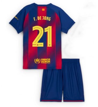FC Barcelona Frenkie de Jong #21 Thuis tenue Kids 2025-26 Voetbalshirt Korte Mouw + Shorts