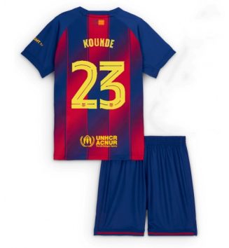 FC Barcelona Jules Kounde #23 Thuis tenue Kids 2025-26 Voetbalshirt Korte Mouw + Shorts
