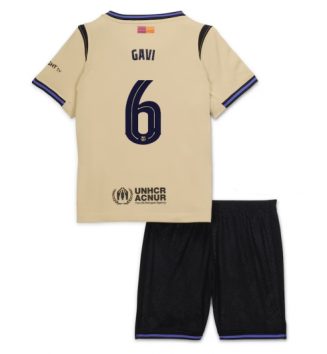 FC Barcelona Paez Gavi #6 Uit tenue Kids 2025-26 Voetbalshirt Korte Mouw + Shorts