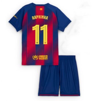 FC Barcelona Raphinha Belloli #11 Thuis tenue Kids 2025-26 Voetbalshirt Korte Mouw + Shorts