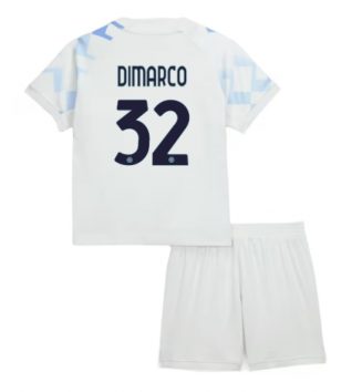Inter Milan Federico Dimarco #32 Uit tenue Kids 2025-26 Voetbalshirt Korte Mouw + Shorts