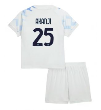 Inter Milan Manuel Akanji #25 Uit tenue Kids 2025-26 Voetbalshirt Korte Mouw + Shorts