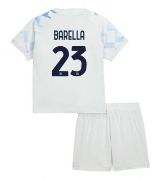 Inter Milan Nicolo Barella #23 Uit tenue Kids 2025-26 Voetbalshirt Korte Mouw + Shorts