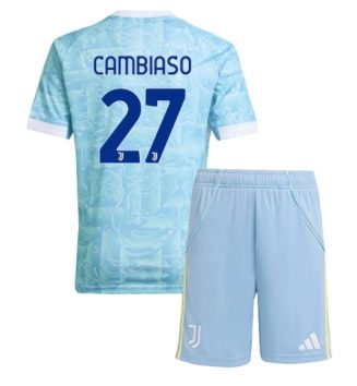 Juventus Andrea Cambiaso #27 Uit tenue Kids 2025-26 Voetbalshirt Korte Mouw + Shorts