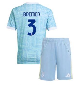 Juventus Gleison Bremer #3 Uit tenue Kids 2025-26 Voetbalshirt Korte Mouw + Shorts