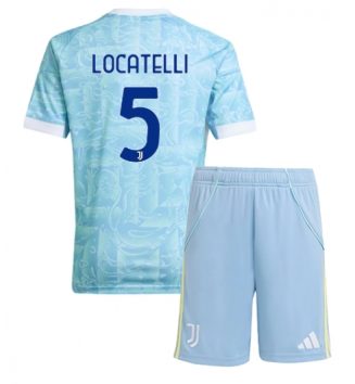 Juventus Manuel Locatelli #5 Uit tenue Kids 2025-26 Voetbalshirt Korte Mouw + Shorts