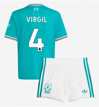 Liverpool Virgil van Dijk #4 Derde tenue Kids 2025-26 Voetbalshirt Korte Mouw + Shorts