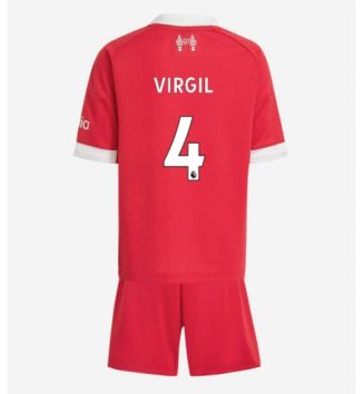 Liverpool Virgil van Dijk #4 Thuis tenue Kids 2025-26 Voetbalshirt Korte Mouw + Shorts