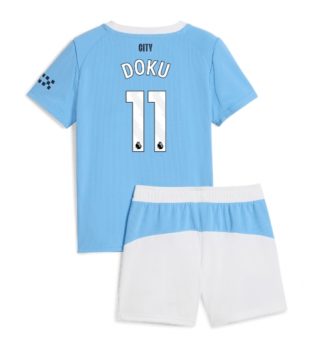 Manchester City Jeremy Doku #11 Thuis tenue Kids 2025-26 Voetbalshirt Korte Mouw + Shorts