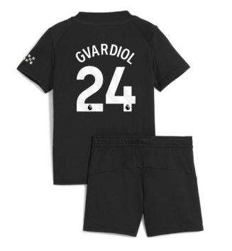 Manchester City Josko Gvardiol #24 Uit tenue Kids 2025-26 Voetbalshirt Korte Mouw + Shorts