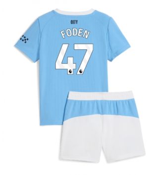 Manchester City Phil Foden #47 Thuis tenue Kids 2025-26 Voetbalshirt Korte Mouw + Shorts Manchester City Phil Foden #47 Thuis tenue Kids 2025-26 Voetbalshirt Korte Mouw + Shorts