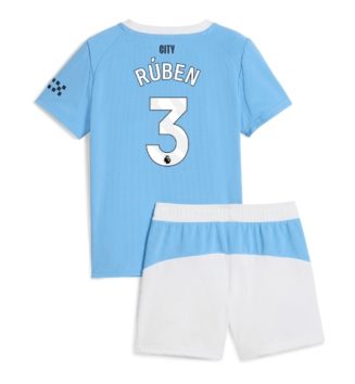 Manchester City Ruben Dias #3 Thuis tenue Kids 2025-26 Voetbalshirt Korte Mouw + Shorts