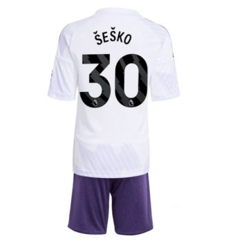Manchester United Benjamin Sesko #30 Uit tenue Kids 2025-26 Voetbalshirt Korte Mouw + Shorts