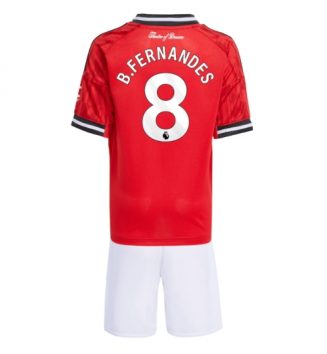Manchester United Bruno Fernandes #8 Thuis tenue Kids 2025-26 Voetbalshirt Korte Mouw + Shorts
