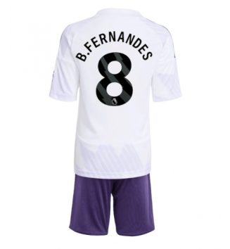 Manchester United Bruno Fernandes #8 Uit tenue Kids 2025-26 Voetbalshirt Korte Mouw + Shorts
