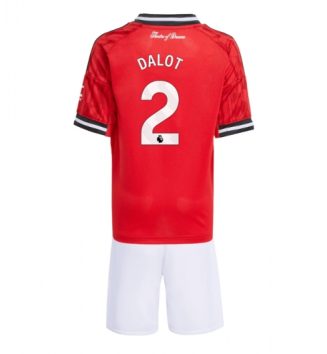 Manchester United Diogo Dalot #2 Thuis tenue Kids 2025-26 Voetbalshirt Korte Mouw + Shorts
