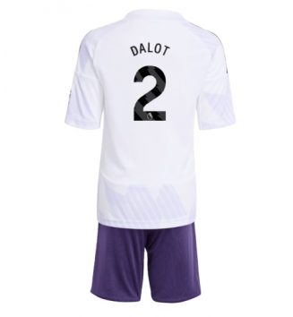 Manchester United Diogo Dalot #2 Uit tenue Kids 2025-26 Voetbalshirt Korte Mouw + Shorts