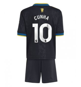 Manchester United Matheus Cunha #10 Derde tenue Kids 2025-26 Voetbalshirt Korte Mouw + Shorts