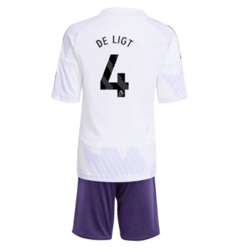 Manchester United Matthijs de Ligt #4 Uit tenue Kids 2025-26 Voetbalshirt Korte Mouw + Shorts