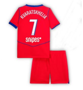 Paris Saint-Germain Khvicha Kvaratskhelia #7 Derde tenue Kids 2025-26 Voetbalshirt Korte Mouw + Shorts