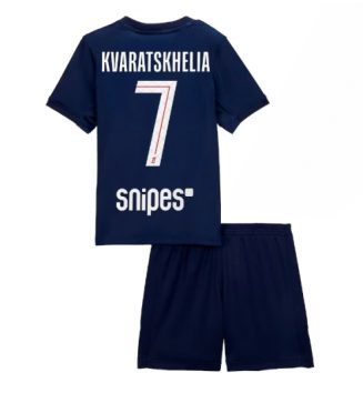 Paris Saint-Germain Khvicha Kvaratskhelia #7 Thuis tenue Kids 2025-26 Voetbalshirt Korte Mouw + Shorts Paris Saint-Germain Khvicha Kvaratskhelia #7 Thuis tenue Kids 2025-26 Voetbalshirt Korte Mouw + Shorts